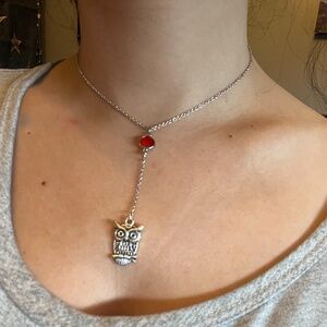 Owl Pendant Lariat Necklace